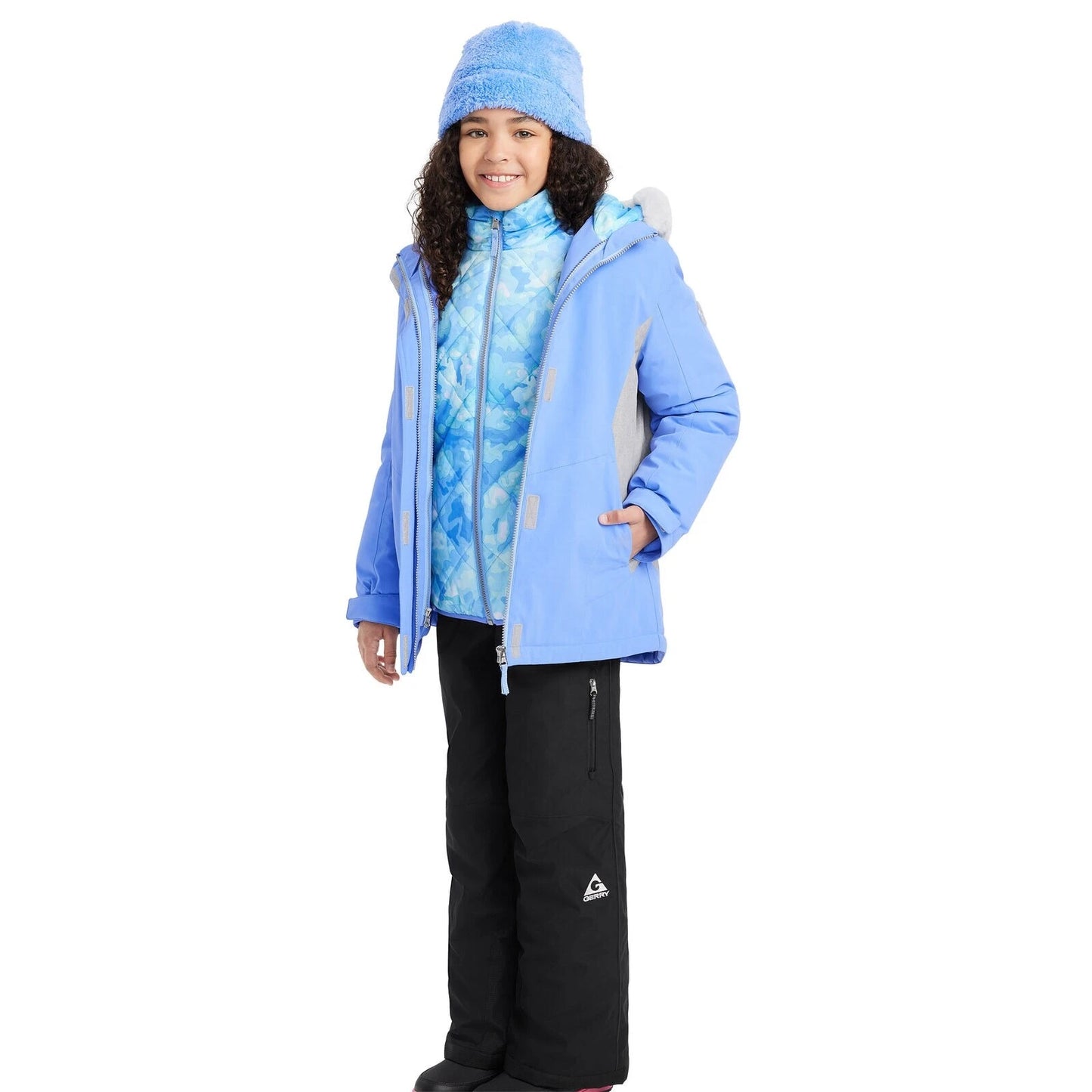 Gerry Girls 3 in 1 Systems Jacket with Beanie | Light Blue | Age 10/12 Youth Medium
