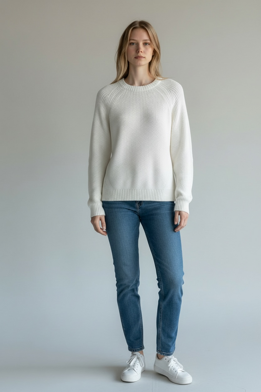 Matty M Women's Knit Sweater Crewneck - Ivory