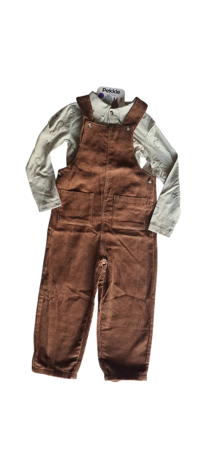 Pekkle 2 Piece Overalls Set - Dungarees & Top Set - Age 4 & 5 Years