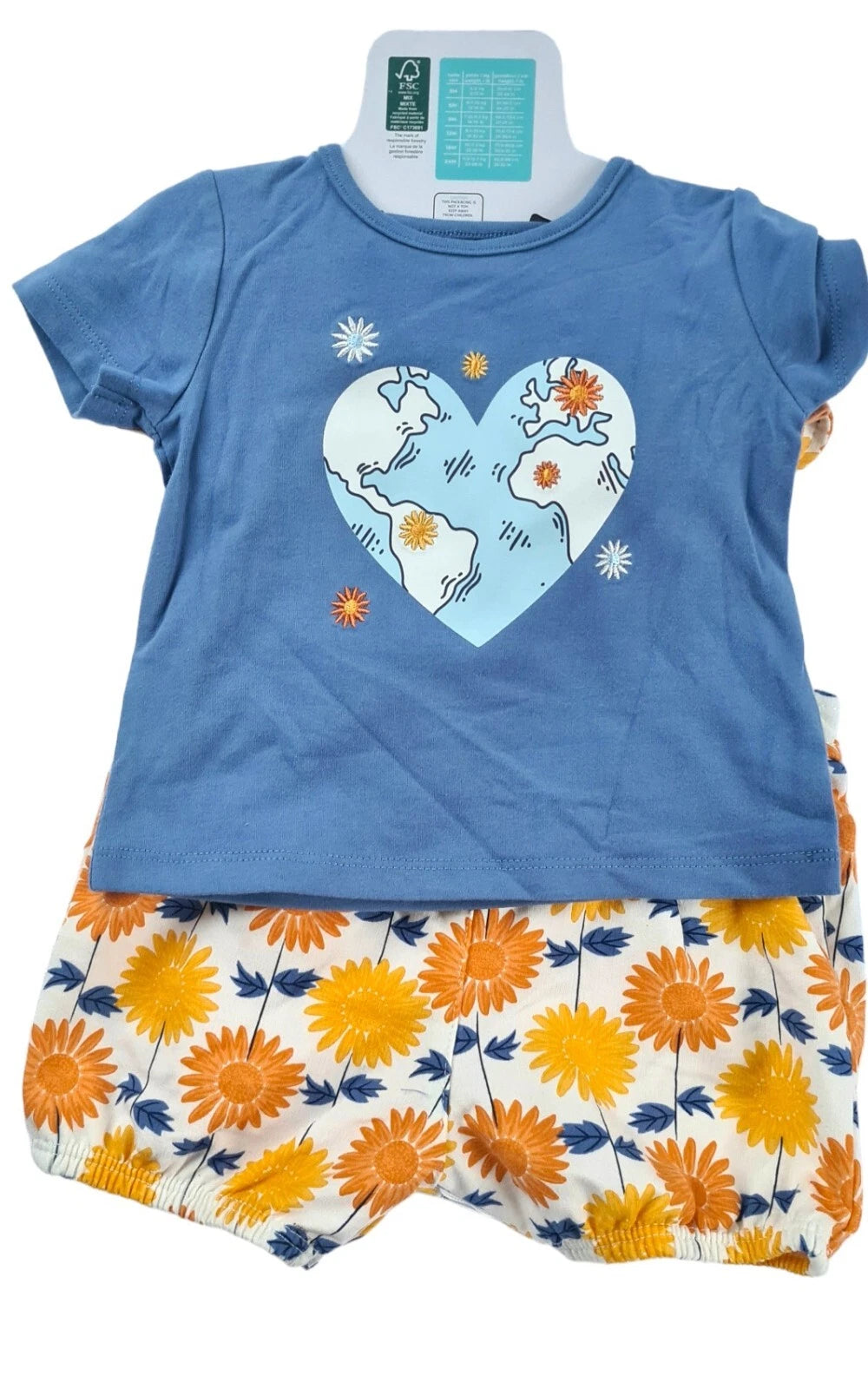 Pekkle 3-Piece Sunflower Overall, Bodysuit & T-Shirt Set