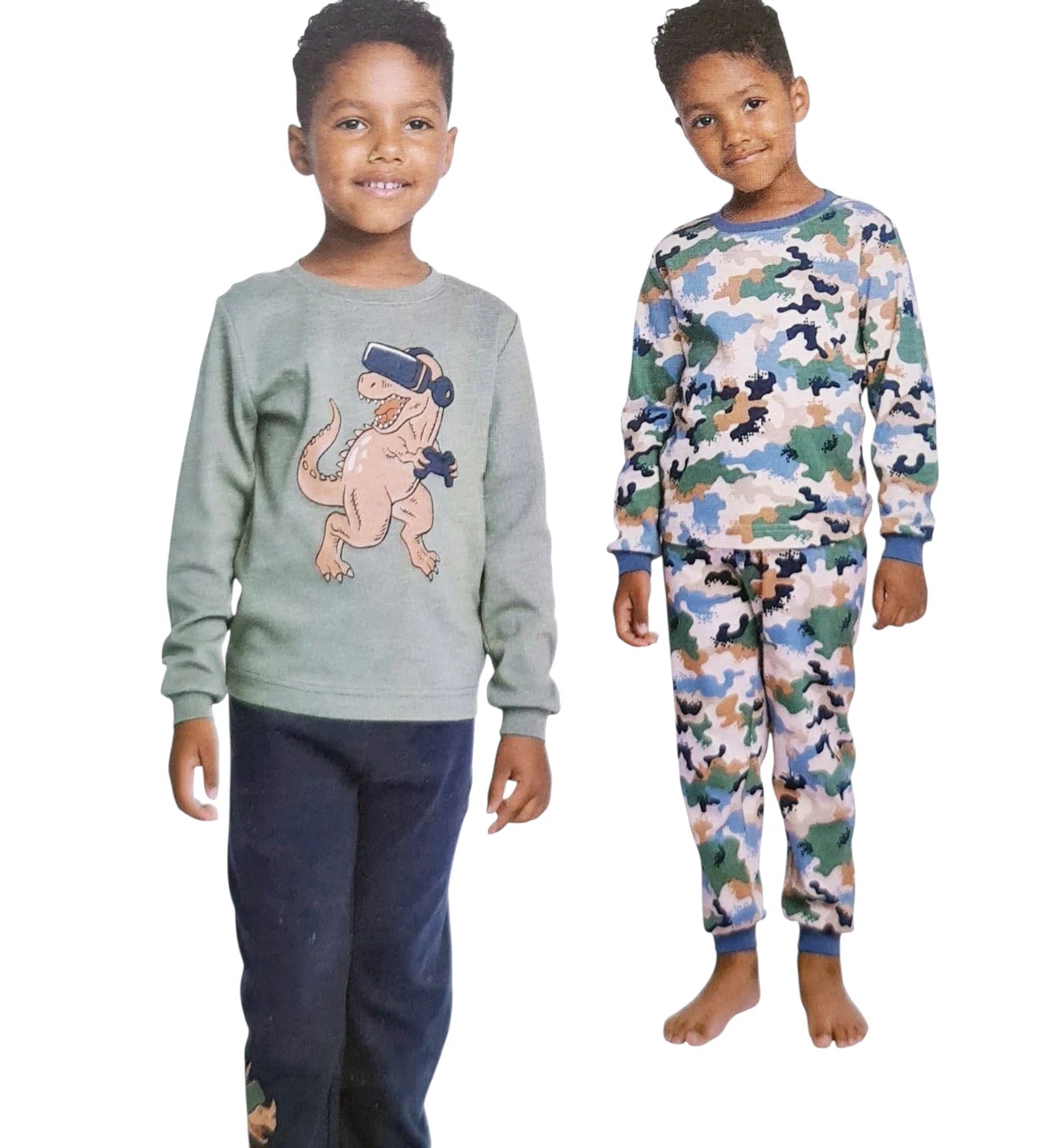 Pekkle Boys 4 Piece Dino Pyjama PJ Set - 100% Organic Cotton - Age 6