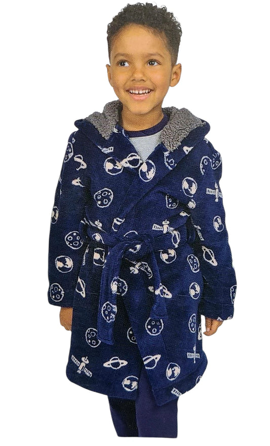 Pekkle Boys Space Plush Hooded Robe