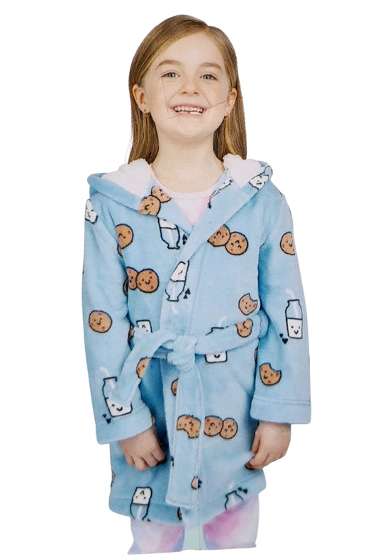 Pekkle Girls "Cookies" Plush Hooded Robe - Small Age 6