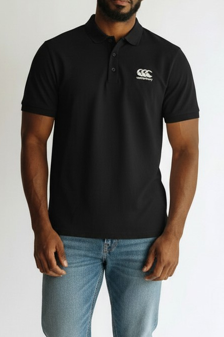 New Men’s Canterbury (CCC) Anchor Polo Shirt - Black - Size Large