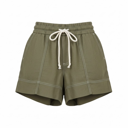 JAG Women’s Contrast Linen-Blend Shorts – Green - Sizes 8, 16