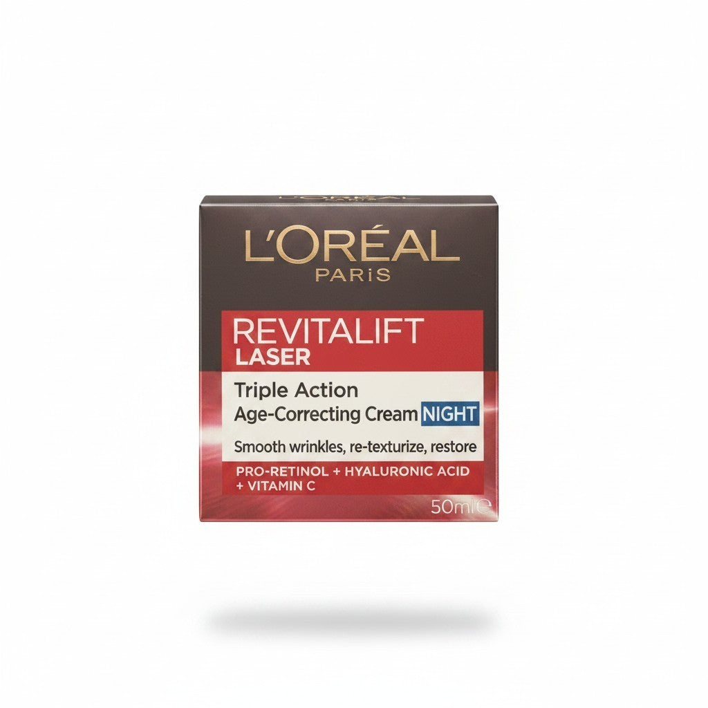 L'Oréal Revitalift Laser Triple-Action Night Cream 50ml | Pro-Retinol + Hyaluron