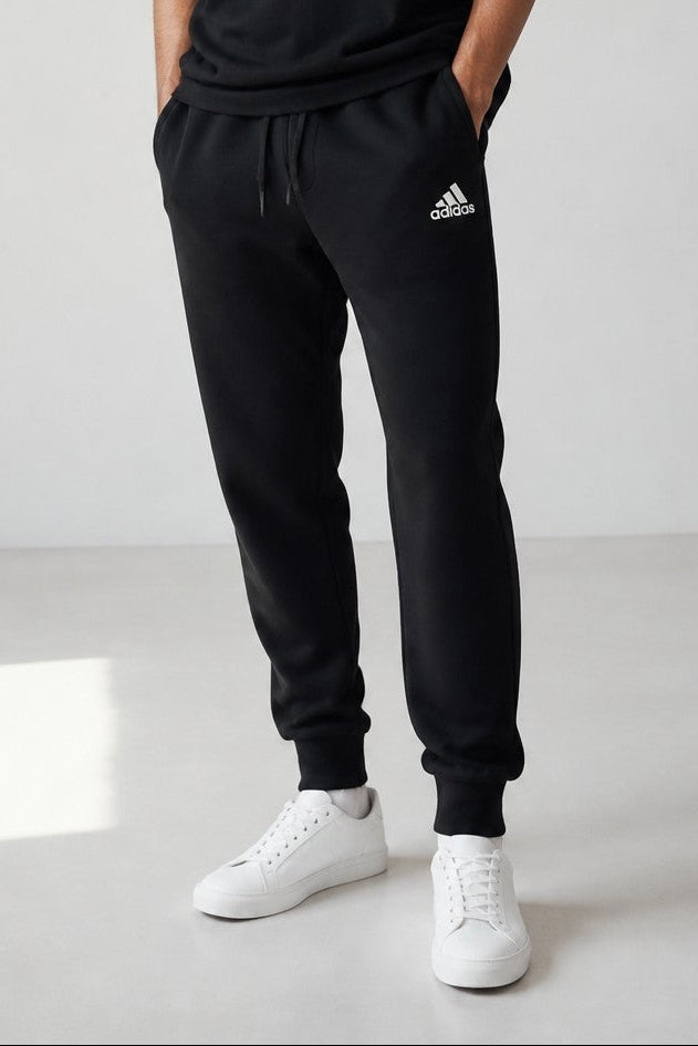 New Adidas Men's Feelcozy Regular Tapered Joggers - Size 2XL - Black/White