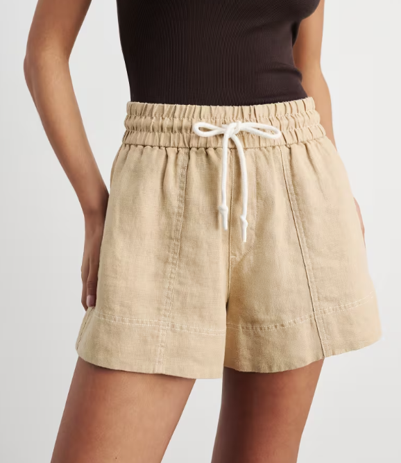 JAG Women’s Contrast Linen-Blend Shorts – Beige - Sizes 8, 10