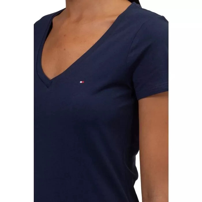 Tommy Hilfiger Women's Slim V-neck T-shirt - Size Medium -  Sky Captain