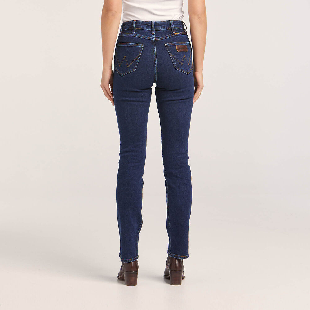 WRANGLER Women's Classic Straight Fit Denim Jeans - Deep Indigo