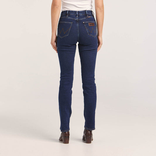 WRANGLER Women's Classic Straight Fit Denim Jeans - Deep Indigo
