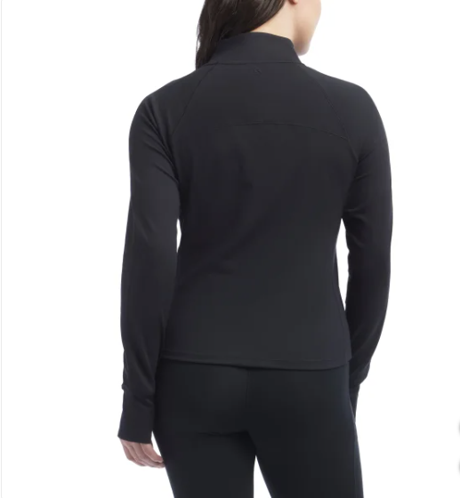 Danskin Women’s Satin Stitch Full Zip Yoga Jacket – LARGE – Black