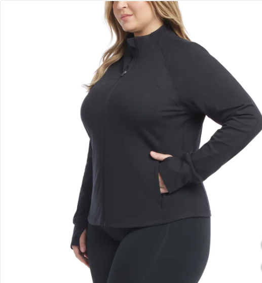 Danskin Women’s Satin Stitch Full Zip Yoga Jacket – LARGE – Black