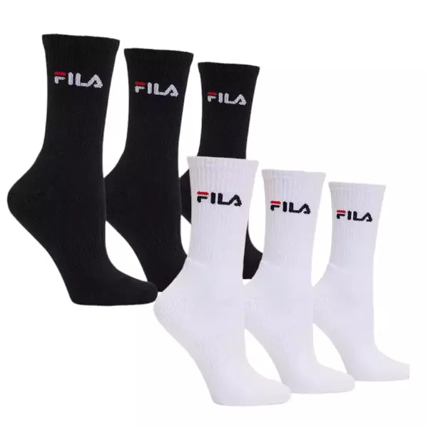 Fila Men's Sports Crew Cotton Socks 6 Pairs - Size 6-10