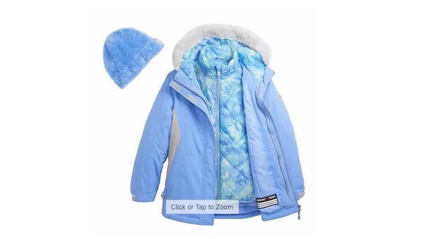 Gerry Girls 3 in 1 Systems Jacket with Beanie | Light Blue | Age 10/12 Youth Medium