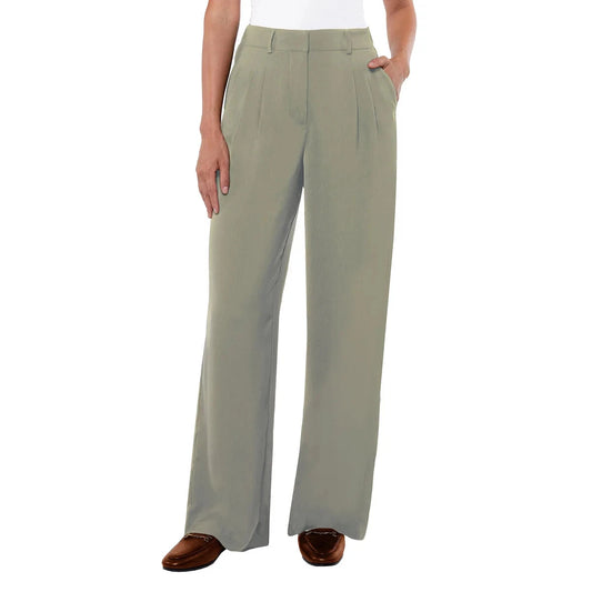 Matty M Women’s Wide Leg Pants – Sage – High-Rise – 100% Rec Polyester -LARGE