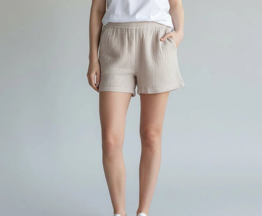 New Boston Traders Women' Shorts in Sand - Elastic Waist 100% Cotton - Size XXL
