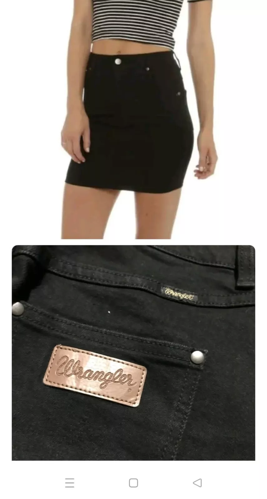 Wrangler Mini Straight Stretch Denim Skirt - Black